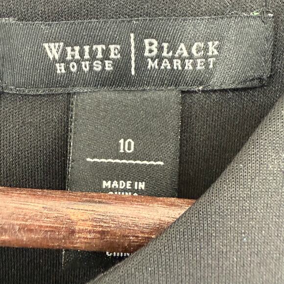 White House Black Market Laser Cut Shift Dress Black White Size 10 Career Basics - Picture 3 of 4